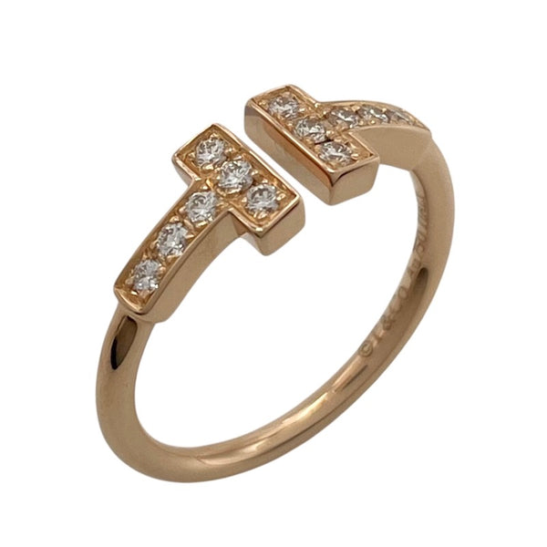 ティファニー TIFFANY＆CO Tワイヤーダイヤリング 約7号 K18PG ジュエリー
