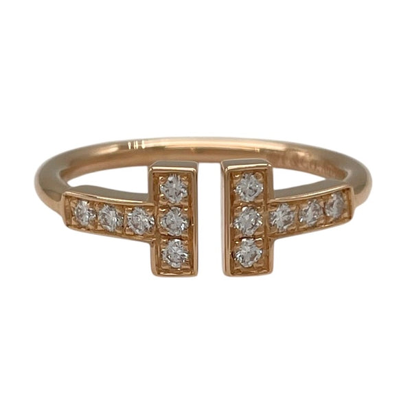 ティファニー TIFFANY＆CO Tワイヤーダイヤリング 約7号 K18PG ジュエリー