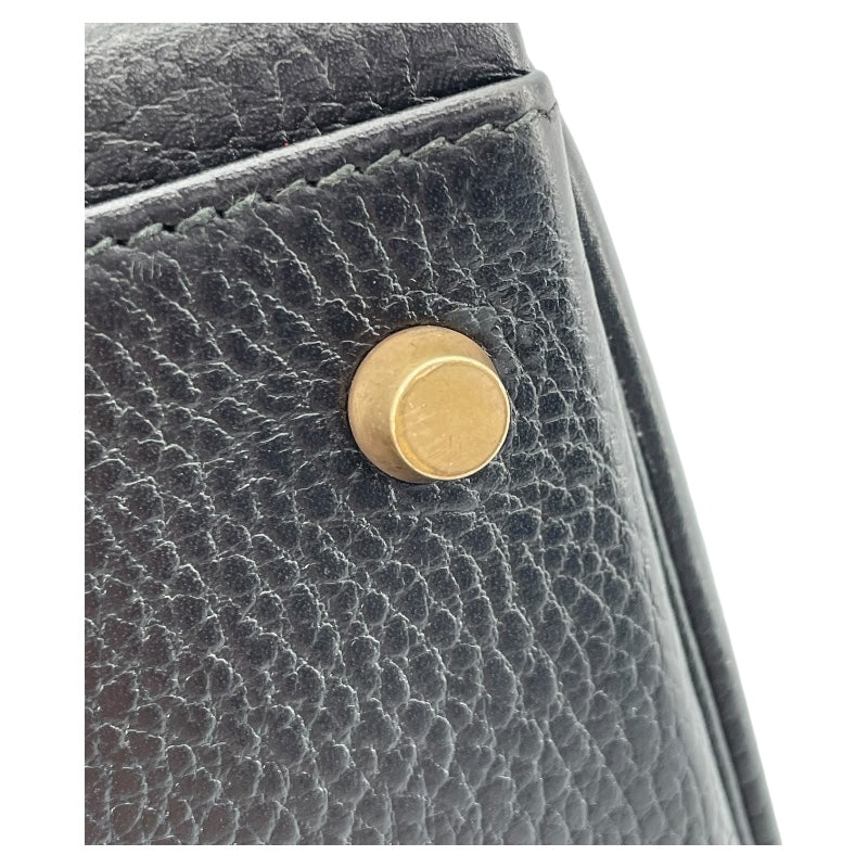 エルメス HERMES ケリー32 内縫い 〇X刻 ブラック GD金具 アルデンヌ レディース ハンドバッグ