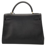 エルメス HERMES ケリー32 内縫い 〇X刻 ブラック GD金具 アルデンヌ レディース ハンドバッグ