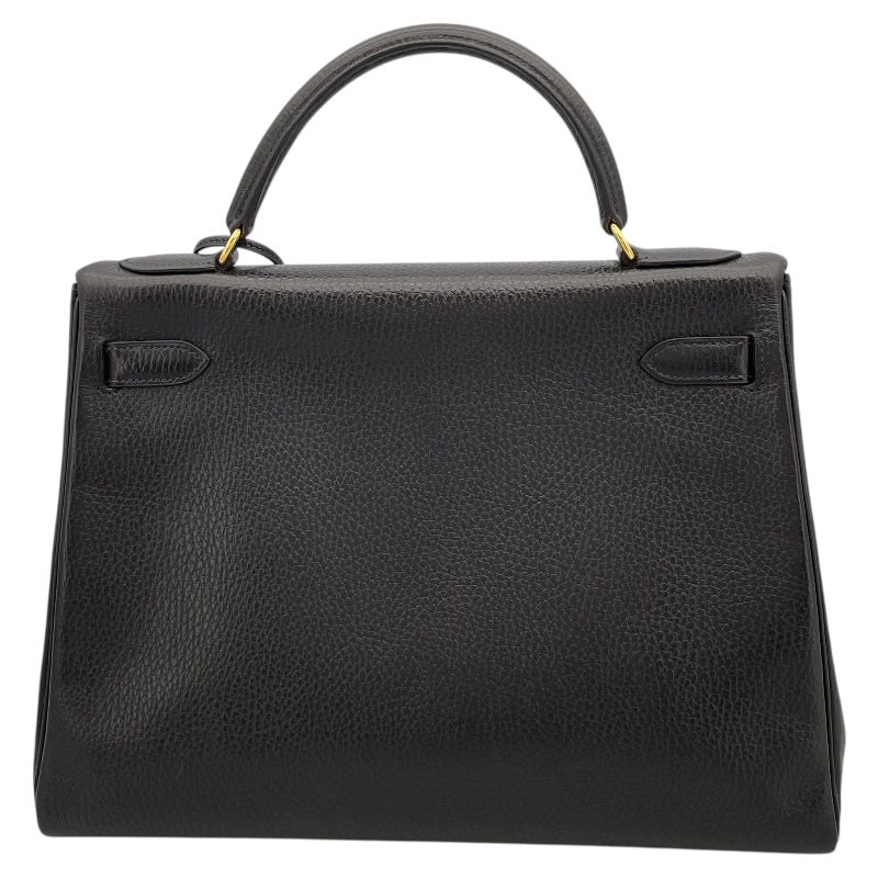 エルメス HERMES ケリー32 内縫い 〇X刻 ブラック GD金具 アルデンヌ レディース ハンドバッグ