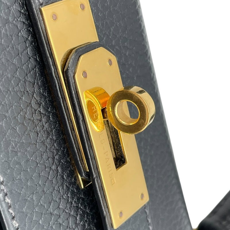 エルメス HERMES ケリー32 内縫い 〇X刻 ブラック GD金具 アルデンヌ レディース ハンドバッグ