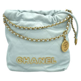 シャネル CHANEL CHANEL22 ミニ ハンド AS3980 ライトブルー GD金具 キャビアスキン レディース ショルダーバッグ