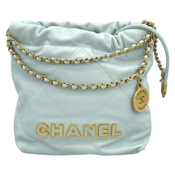 シャネル CHANEL CHANEL22 ミニ ハンド AS3980 ライトブルー GD金具 キャビアスキン レディース ショルダーバッグ