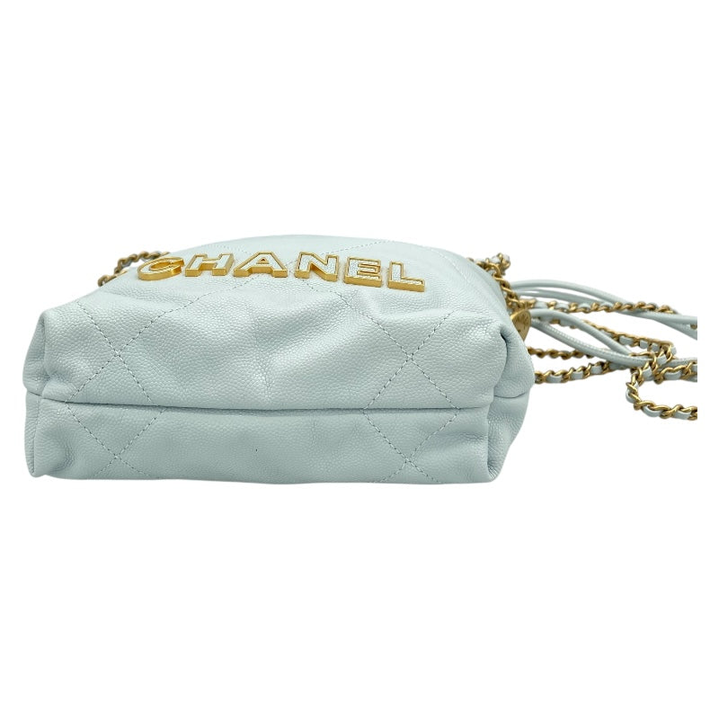 シャネル CHANEL CHANEL22 ミニ ハンド AS3980 ライトブルー GD金具 キャビアスキン レディース ショルダーバッグ