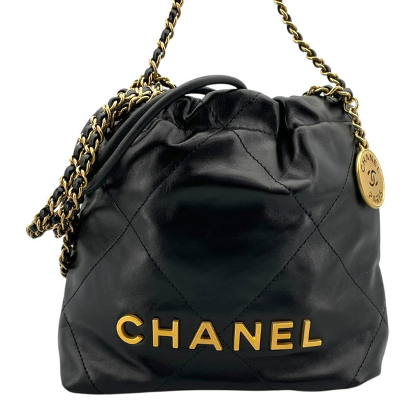 シャネル CHANEL CHANEL22 ミニ AS3980 ブラック GD金具 カーフ レディース ショルダーバッグ