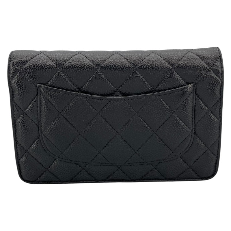 シャネル CHANEL マトラッセチェーンウォレット A33814 26番台 ブラック SV金具 キャビアスキン レディース ショルダーバッグ