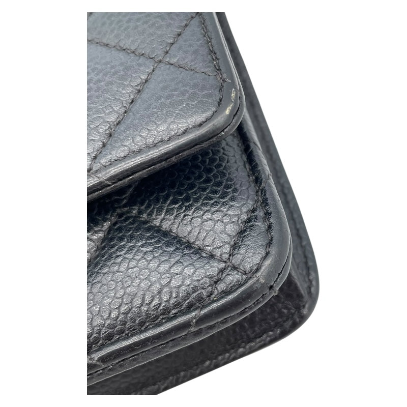 シャネル CHANEL マトラッセチェーンウォレット A33814 26番台 ブラック SV金具 キャビアスキン レディース ショルダーバッグ
