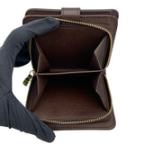 ルイ・ヴィトン LOUIS VUITTON コンパクト・ジップ N61668 ブラウン ダミエ・エベヌ レディース 二つ折り財布