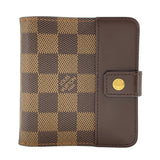 ルイ・ヴィトン LOUIS VUITTON コンパクト・ジップ N61668 ブラウン ダミエ・エベヌ レディース 二つ折り財布