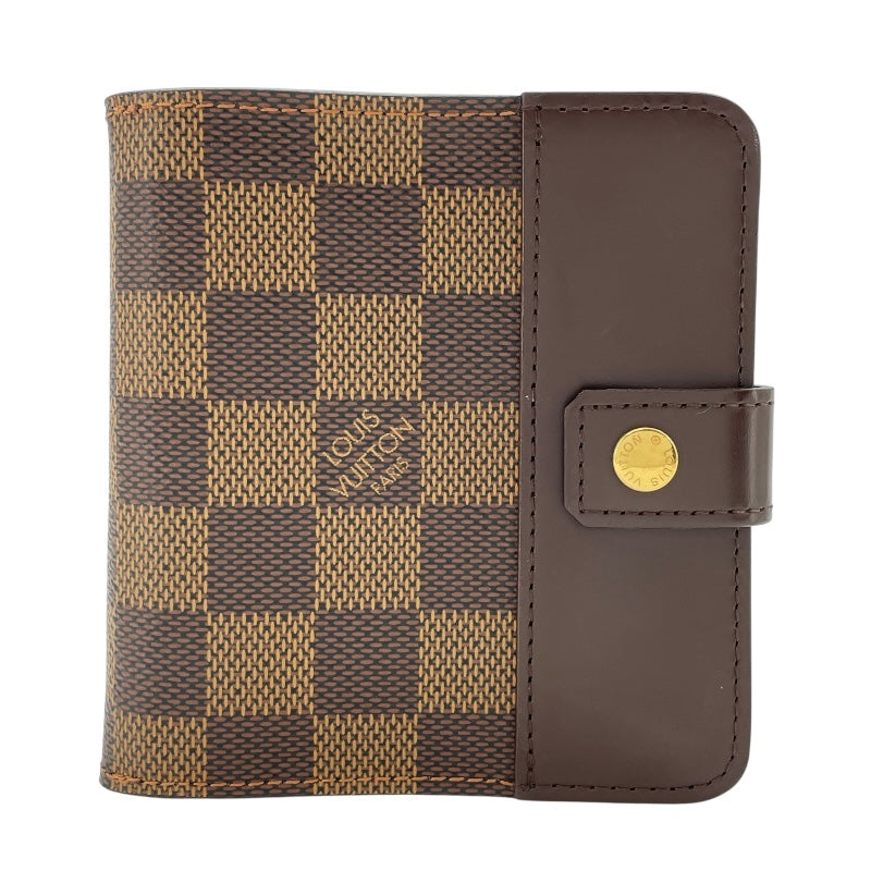ルイ・ヴィトン LOUIS VUITTON コンパクト・ジップ N61668 ブラウン ダミエ・エベヌ レディース 二つ折り財布