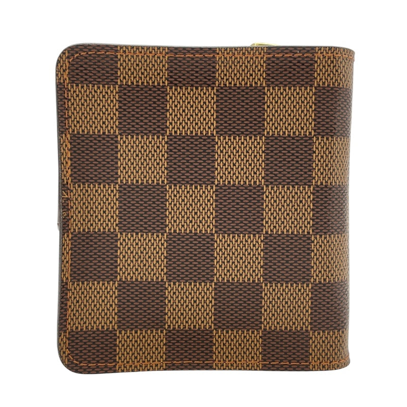 ルイ・ヴィトン LOUIS VUITTON コンパクト・ジップ N61668 ブラウン ダミエ・エベヌ レディース 二つ折り財布