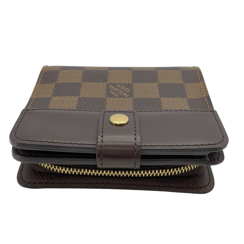 ルイ・ヴィトン LOUIS VUITTON コンパクト・ジップ N61668 ブラウン ダミエ・エベヌ レディース 二つ折り財布
