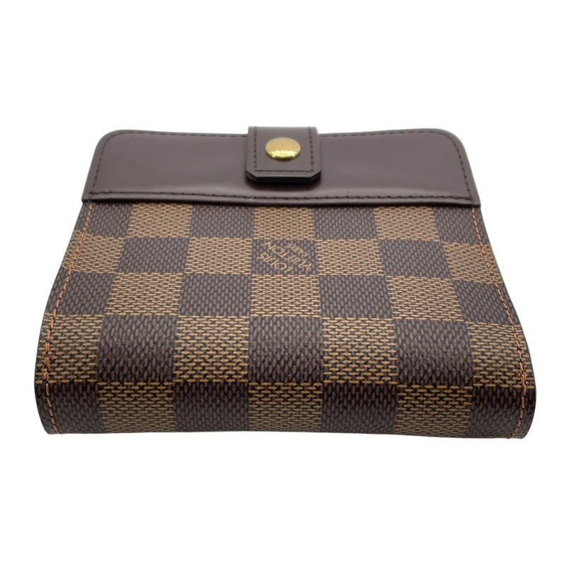 ルイ・ヴィトン LOUIS VUITTON コンパクト・ジップ N61668 ブラウン ダミエ・エベヌ レディース 二つ折り財布
