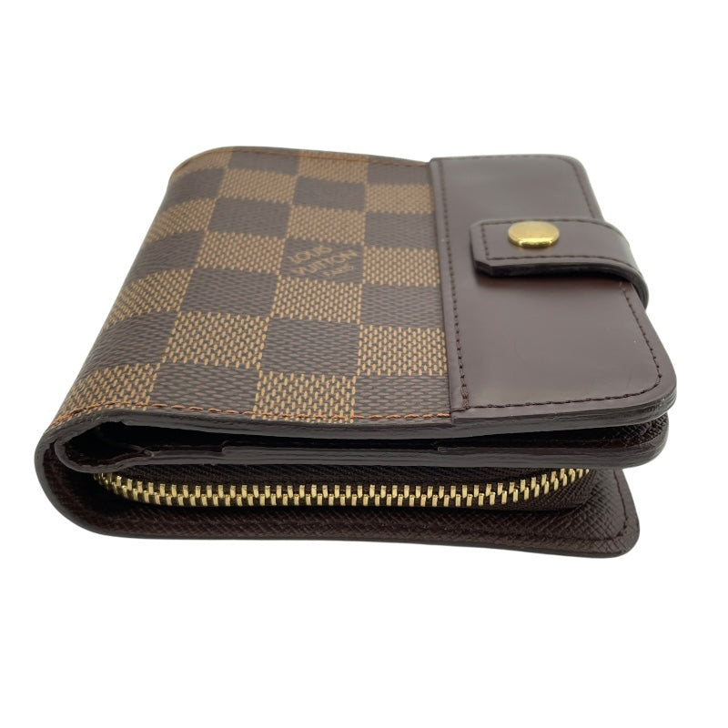 ルイ・ヴィトン LOUIS VUITTON コンパクト・ジップ N61668 ブラウン ダミエ・エベヌ レディース 二つ折り財布
