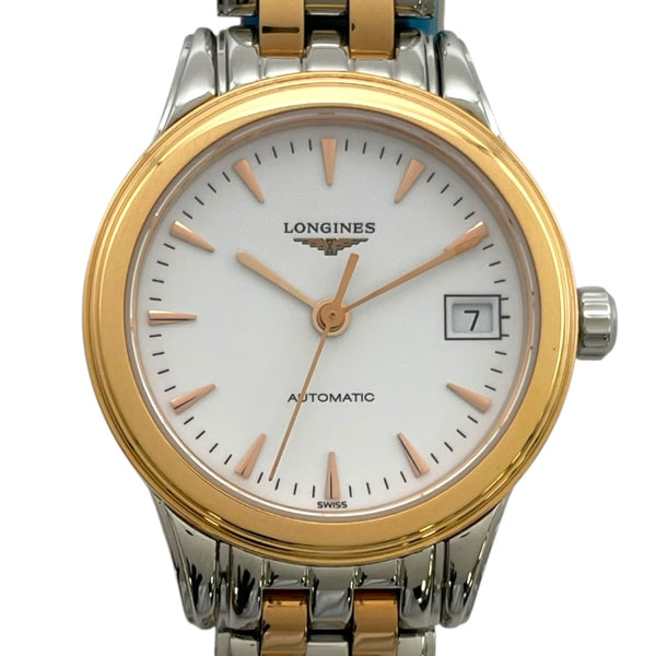 ロンジン LONGINES フラッグシップ L4.274.3.92.7 ホワイト SS 自動巻き レディース 腕時計