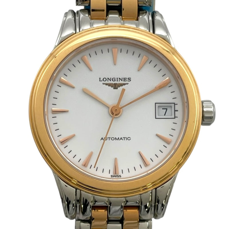 ロンジン LONGINES フラッグシップ L4.274.3.92.7 ホワイト SS 自動巻き レディース 腕時計