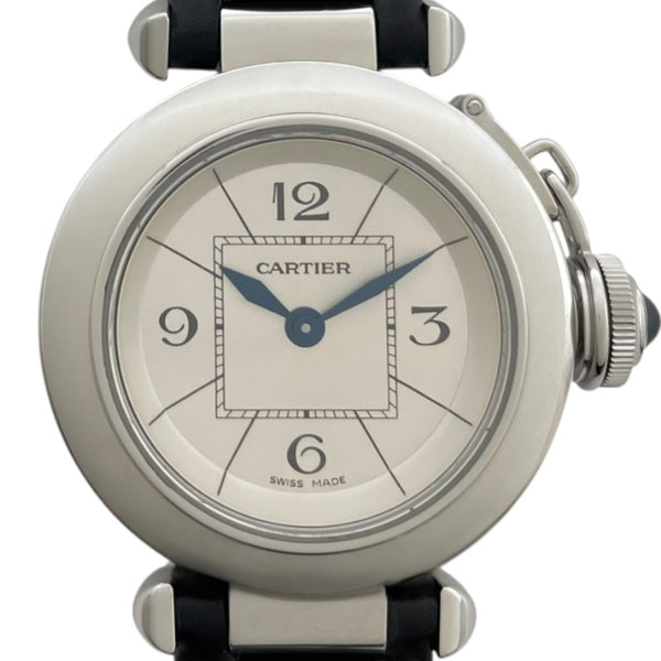 カルティエ Cartier ミスパシャ W3140025 シルバー SS/革ベルト（社外品） クオーツ レディース 腕時計