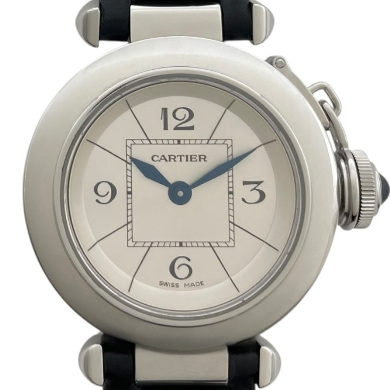 カルティエ Cartier ミスパシャ W3140025 シルバー SS/革ベルト（社外品） クオーツ レディース 腕時計