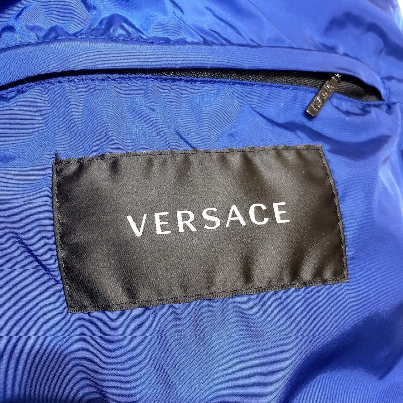 ヴェルサーチ VERSACE 2WAYロゴ総柄ダウンジャケット 2022年 1002749 ブルー ナイロン メンズ ダウンジャケット