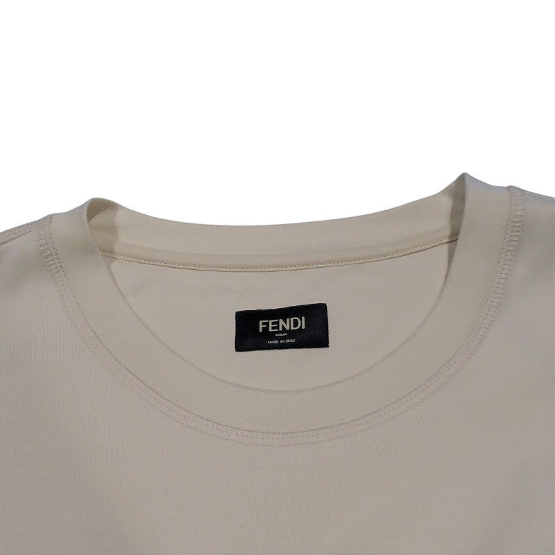 フェンディ FENDI ロゴ刺繍Tシャツ FY1291 クリーム コットン メンズ 半袖Ｔシャツ
