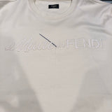 フェンディ FENDI ロゴ刺繍Tシャツ FY1291 クリーム コットン メンズ 半袖Ｔシャツ