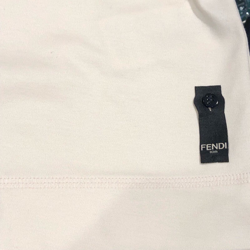 フェンディ FENDI ロゴ刺繍Tシャツ FY1291 クリーム コットン メンズ 半袖Ｔシャツ