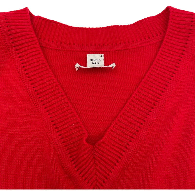 エルメス HERMES デザインカシミヤニットセーター レッド カシミヤ
