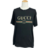 グッチ GUCCI ロゴプリントTシャツ 457095 ブラック コットン メンズ 半袖Ｔシャツ