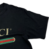 グッチ GUCCI ロゴプリントTシャツ 457095 ブラック コットン メンズ 半袖Ｔシャツ