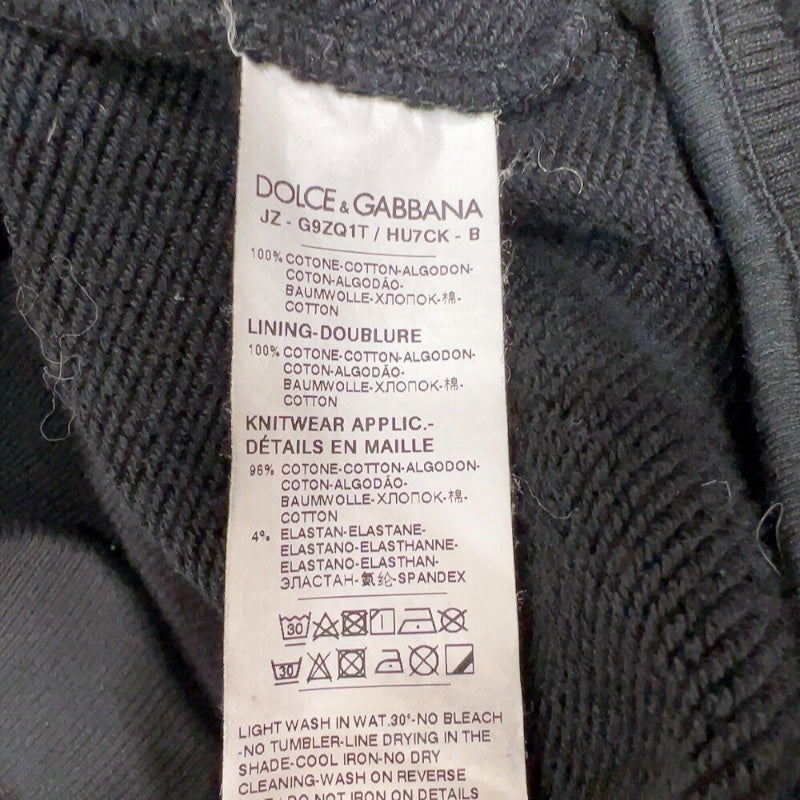ドルチェ＆ガッバーナ Dolce & Gabbana ロゴラインスウェットパーカー G9ZQ1T ブラック/シルバー コットン ユニセックス パーカー