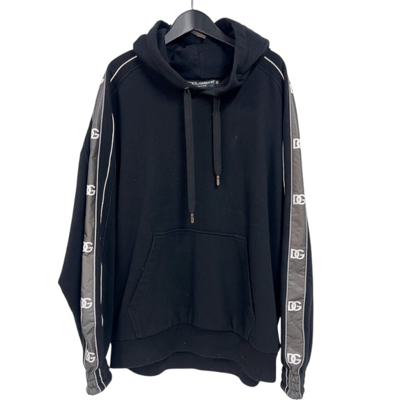 ドルチェ＆ガッバーナ Dolce & Gabbana ロゴラインスウェットパーカー G9ZQ1T ブラック/シルバー コットン ユニセックス パーカー