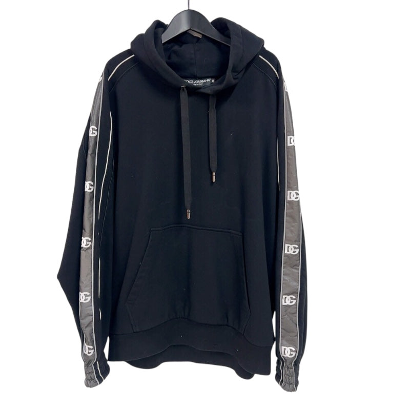 ドルチェ＆ガッバーナ Dolce & Gabbana ロゴラインスウェットパーカー G9ZQ1T ブラック/シルバー コットン ユニセックス パーカー