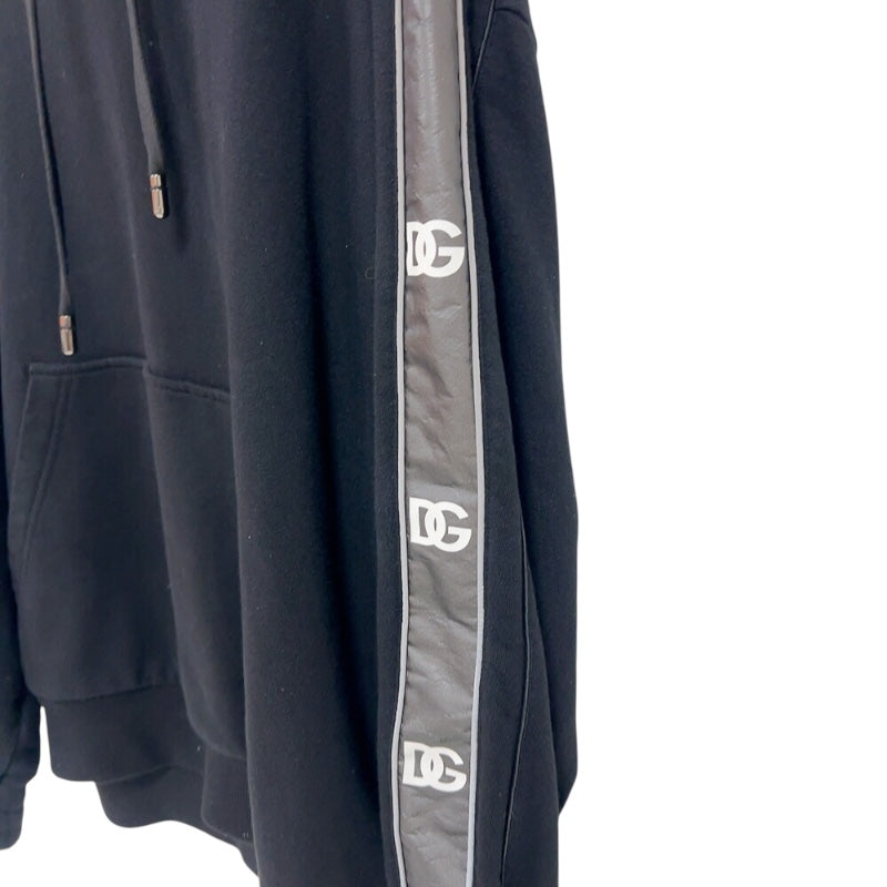 ドルチェ＆ガッバーナ Dolce & Gabbana ロゴラインスウェットパーカー G9ZQ1T ブラック/シルバー コットン ユニセックス パーカー