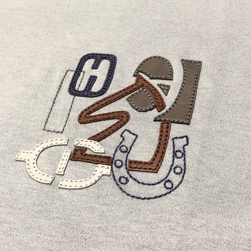 エルメス HERMES ミニレザーパッチ Tシャツ グレー コットン メンズ 半袖Ｔシャツ