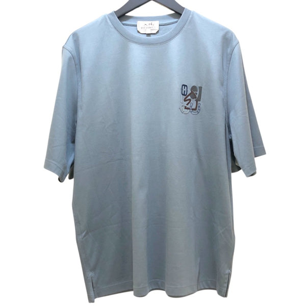 エルメス HERMES ミニレザーパッチ Tシャツ グレー コットン メンズ 半袖Ｔシャツ