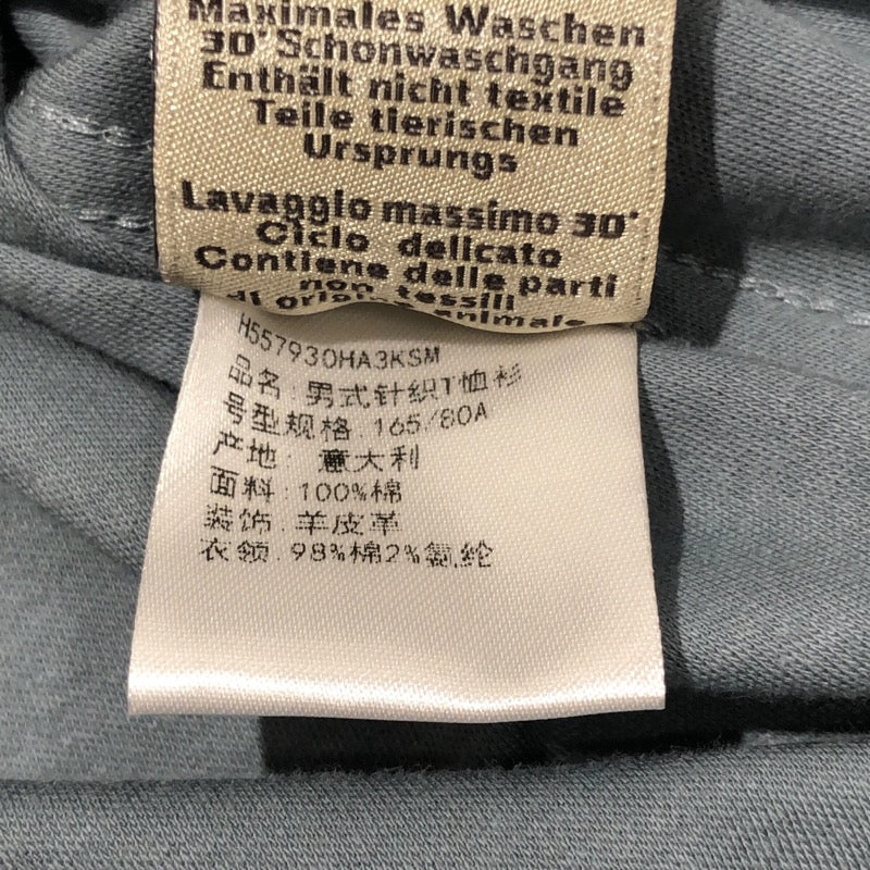 エルメス HERMES ミニレザーパッチ Tシャツ グレー コットン メンズ 半袖Ｔシャツ