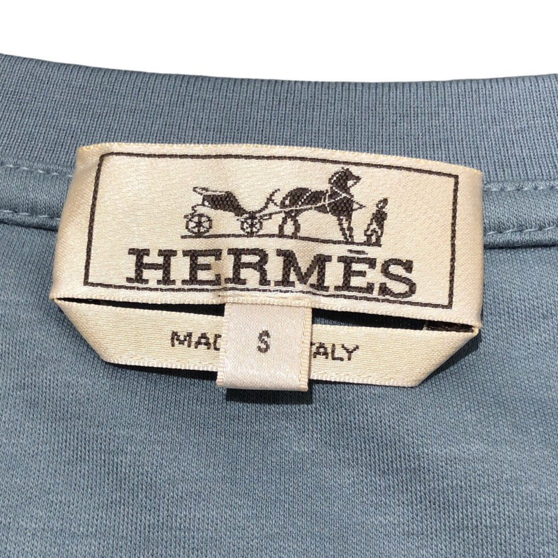 エルメス HERMES ミニレザーパッチ Tシャツ グレー コットン メンズ 半袖Ｔシャツ
