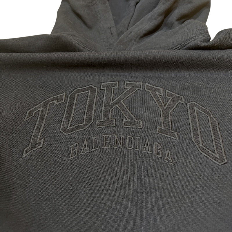 バレンシアガ BALENCIAGA TOKYO ロゴ刺繍スウェットパーカー 2022年 674988 ブラック コットン メンズ パーカー
