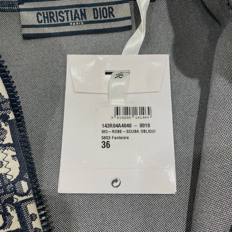 クリスチャン・ディオール Christian Dior オブリーク総柄ノースリーブワンピース 143R04A4040 ネイビー ナイロン レディース ワンピース