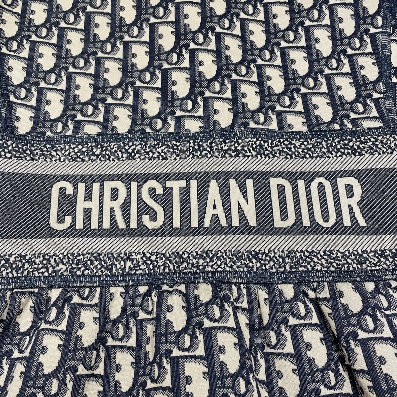クリスチャン・ディオール Christian Dior オブリーク総柄ノースリーブワンピース 143R04A4040 ネイビー ナイロン レディース ワンピース