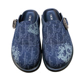 クリスチャン・ディオール Christian Dior オブリークミュールサンダル　サイズ39 3SA131ZWZ ネイビー キャンバス メンズ サンダル