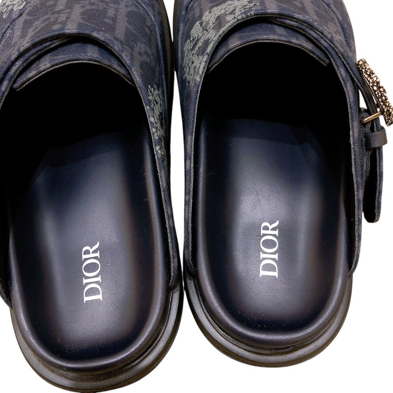 クリスチャン・ディオール Christian Dior オブリークミュールサンダル　サイズ39 3SA131ZWZ ネイビー キャンバス メンズ サンダル