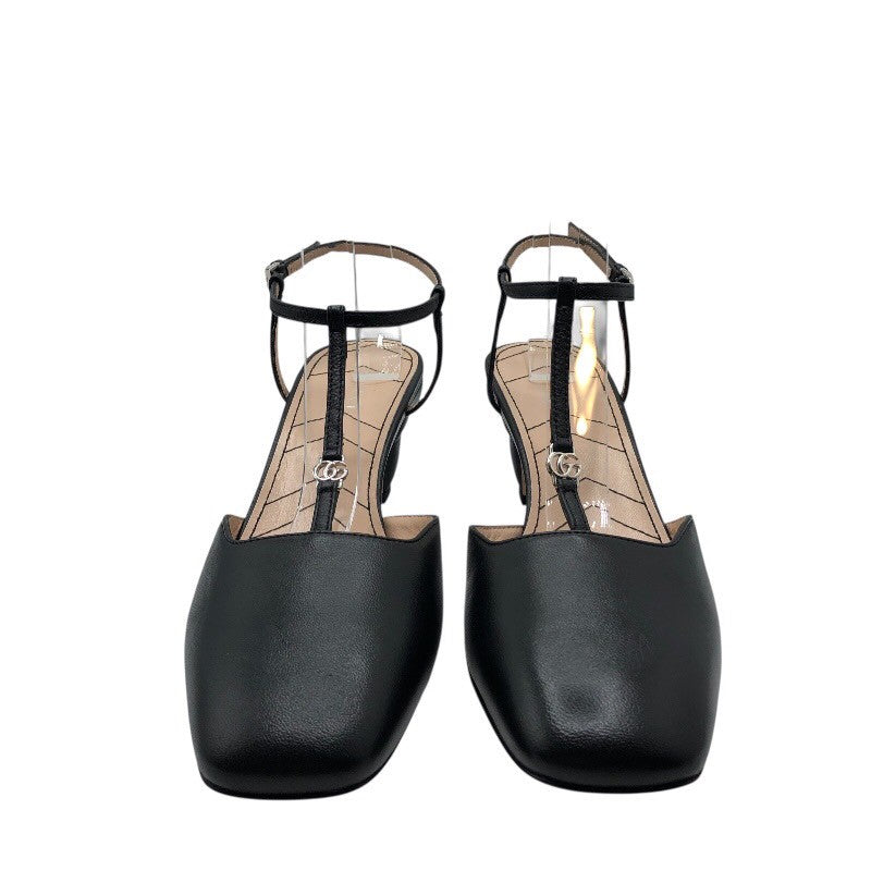 グッチ GUCCI GGロゴストラップパンプス 723446 ブラック×SV金具 レザー レディース パンプス