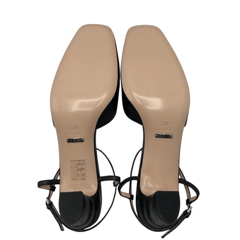 グッチ GUCCI GGロゴストラップパンプス 723446 ブラック×SV金具 レザー レディース パンプス
