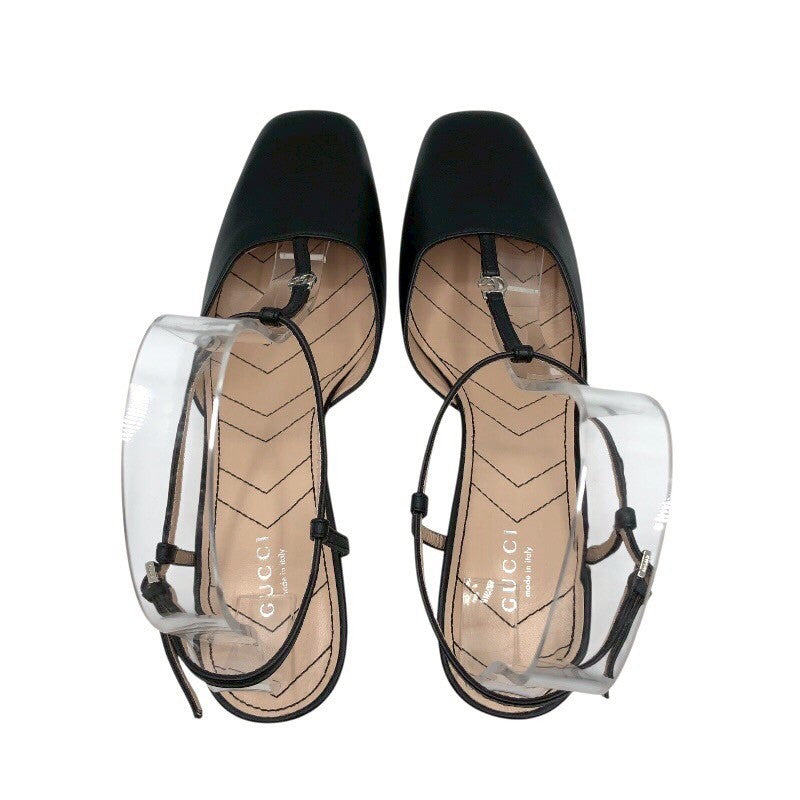 グッチ GUCCI GGロゴストラップパンプス 723446 ブラック×SV金具 レザー レディース パンプス
