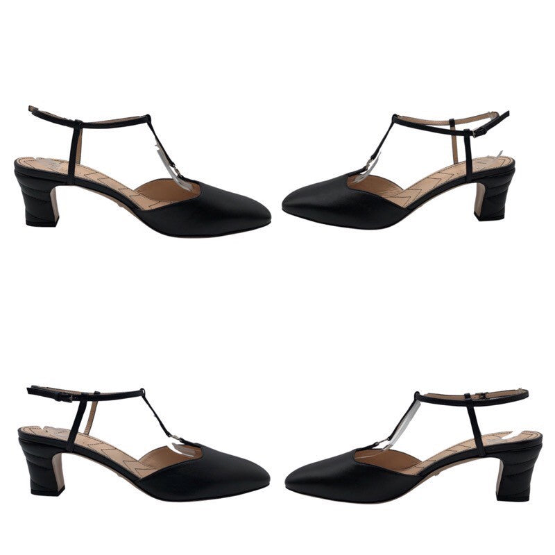 グッチ GUCCI GGロゴストラップパンプス 723446 ブラック×SV金具 レザー レディース パンプス