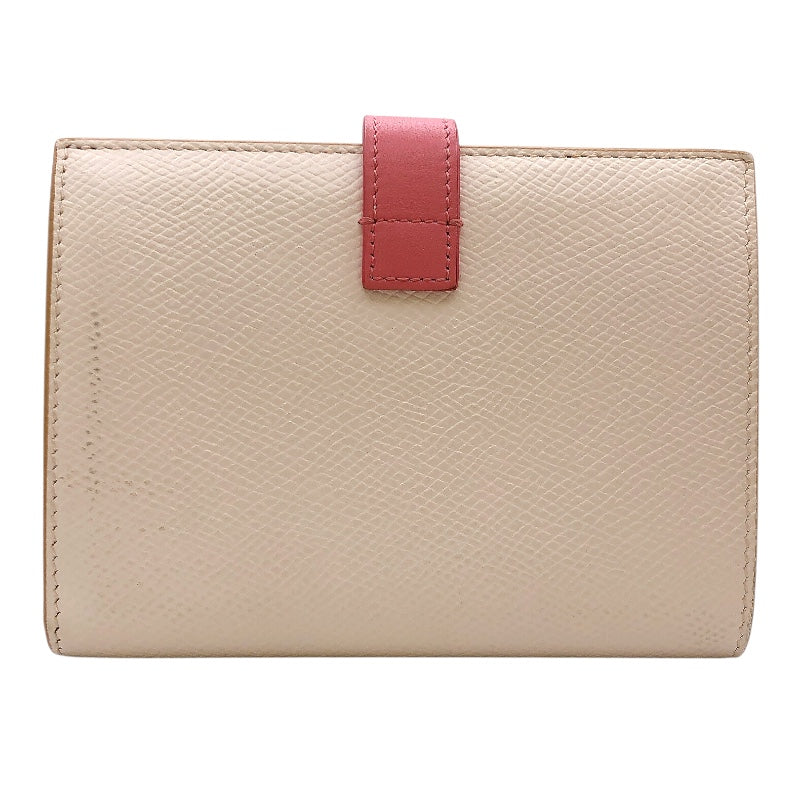 セリーヌ CELINE ミディアムストラップウォレット ピンク　ゴールド金具 レザー レディース 二つ折り財布