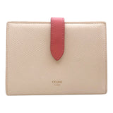 セリーヌ CELINE ミディアムストラップウォレット ピンク　ゴールド金具 レザー レディース 二つ折り財布