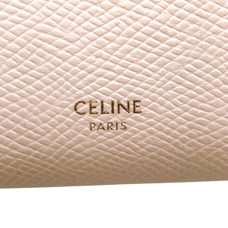 セリーヌ CELINE ミディアムストラップウォレット ピンク　ゴールド金具 レザー レディース 二つ折り財布